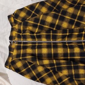 Midnight Hour Black and Yellow Plaid Skater Skirt with Full Zipper Front Size XS